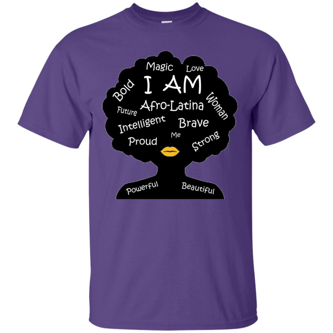 Unisex Bold Afro Latina Proud Black Spanish Culture T-shirt Purple