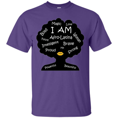 Unisex Bold Afro Latina Proud Black Spanish Culture T-shirt Purple