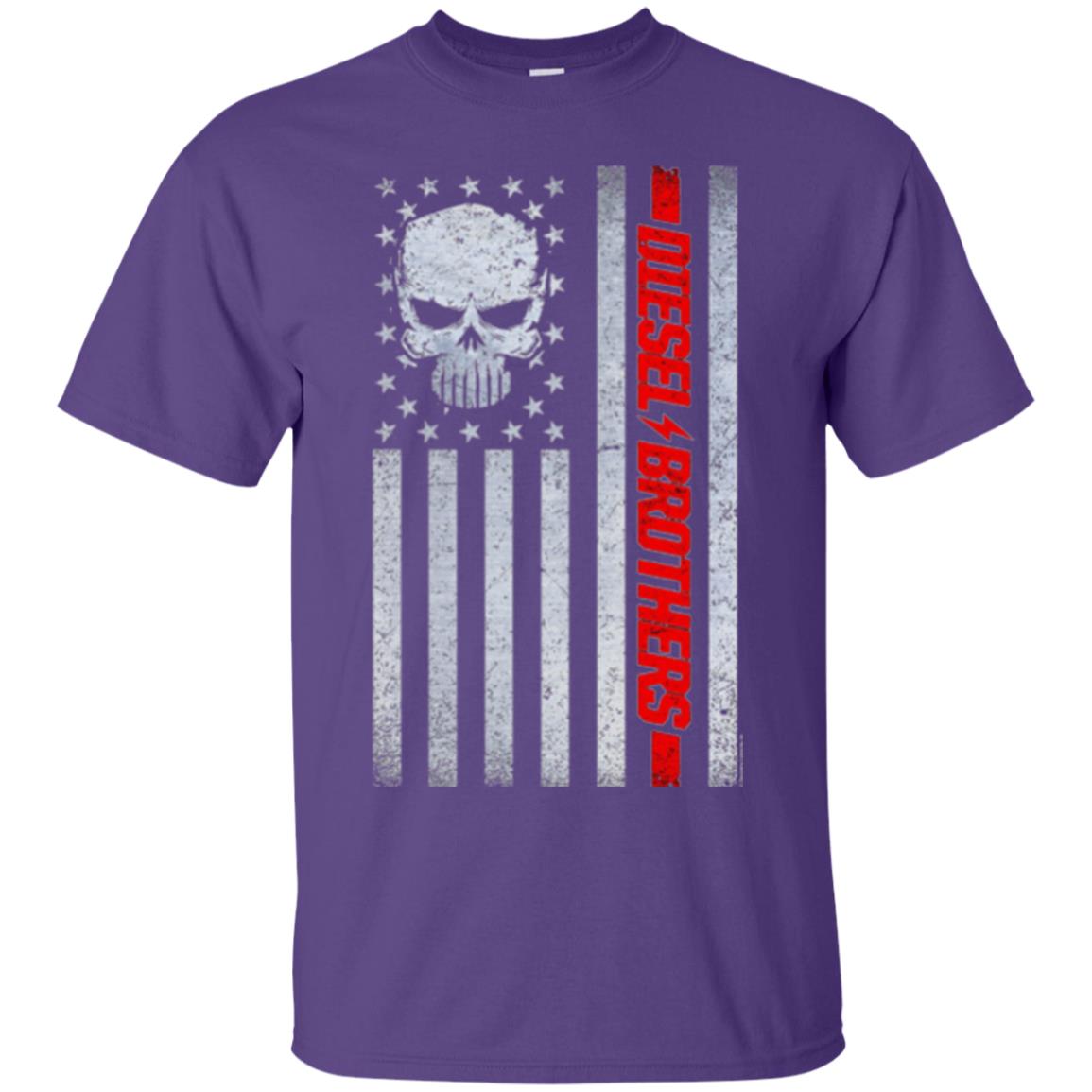 Skull T-shirt Diesel Brothers Grungy American Flag Purple