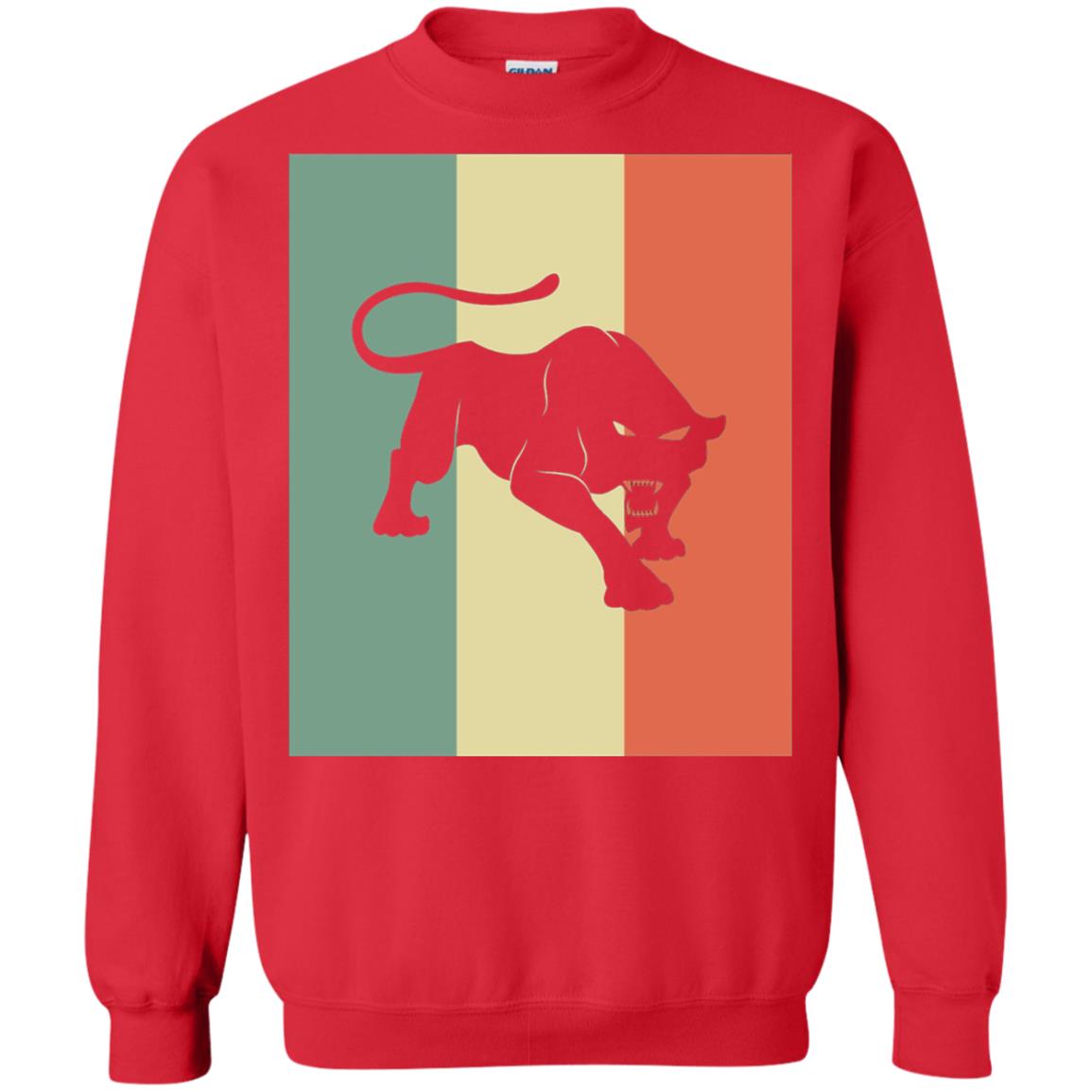 Black Panther Silhouette Gift Shirt Retro Vintage Classic Tee Red