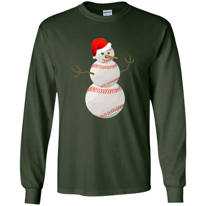 Christmas Baseball T-shirt Baseball Snowman Forest Green