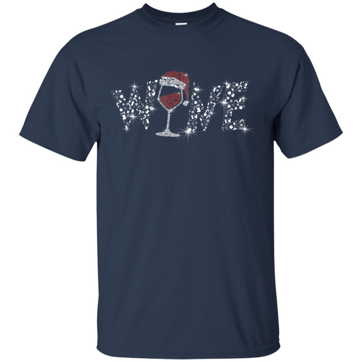 Wine Glass Christmas Gift Drinking Lovers Shirt Navy