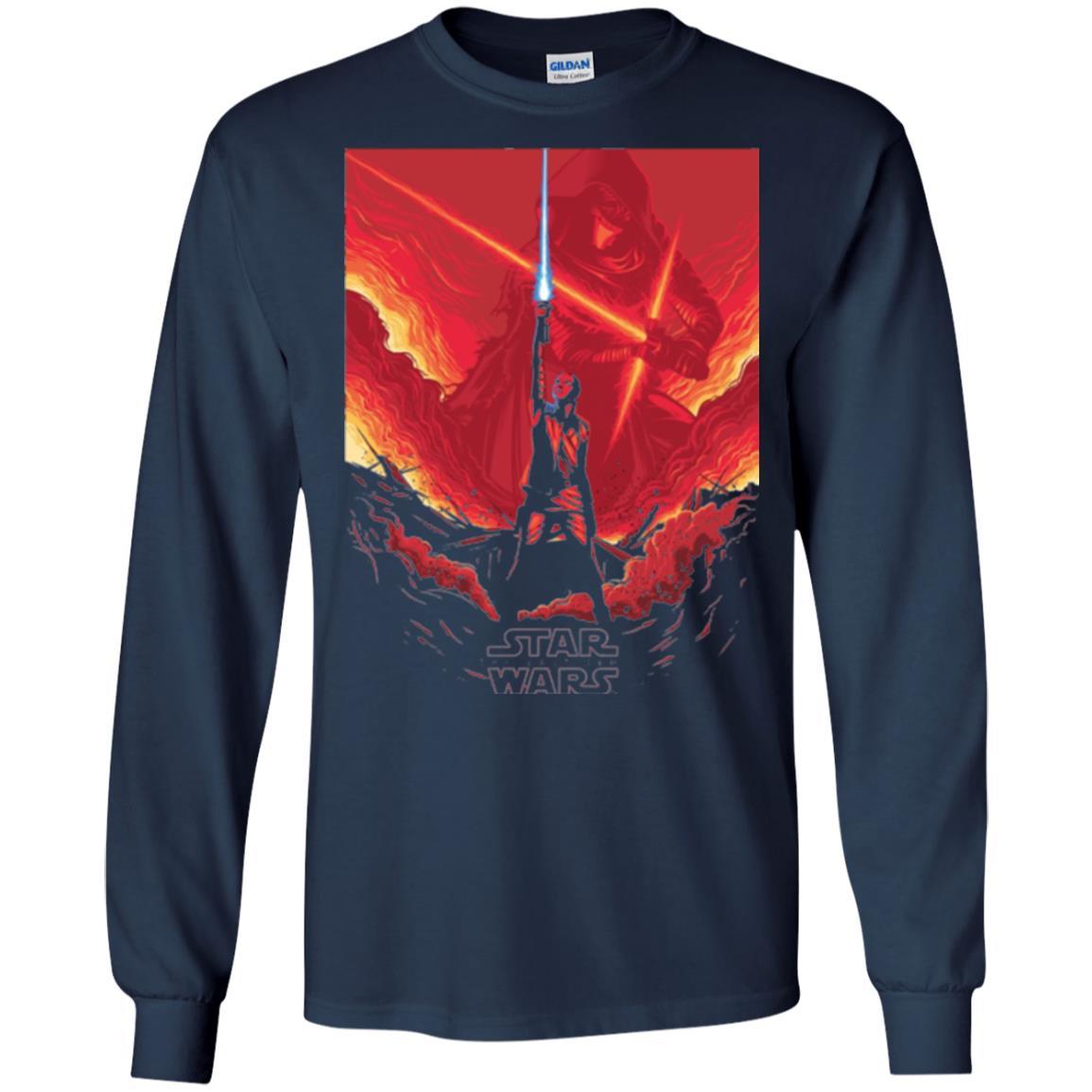 Film T-shirt Star Wars Last Jedi Rey Saber Reach Red Poster Navy