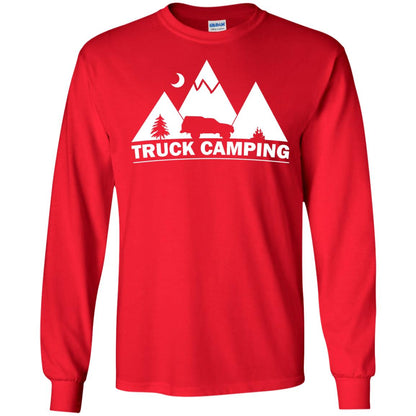 Truck Camping Night Landscape And Adventures T-shirt Red