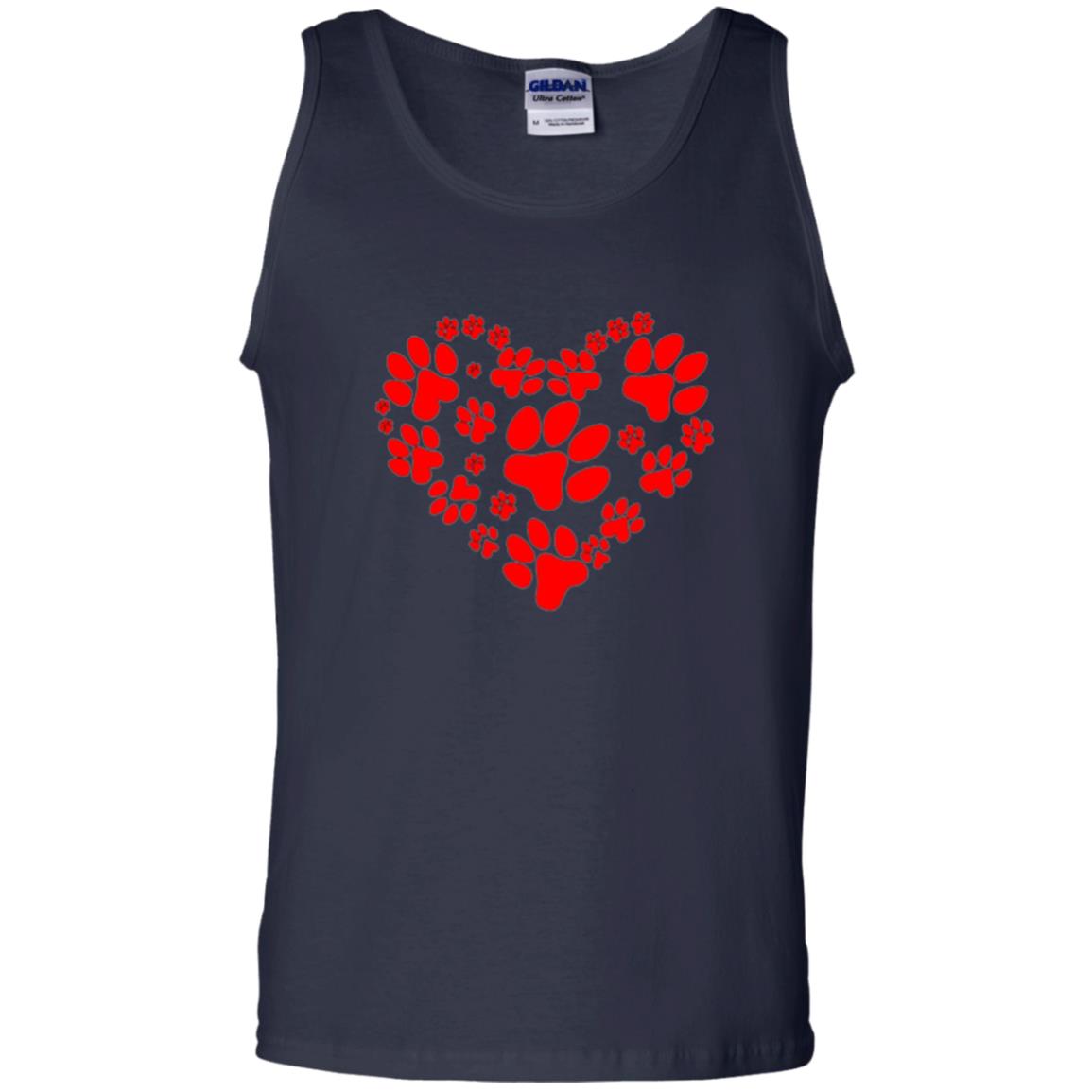 Dog Lover T-shirt Dog Paw Heart Valentine T-shirt Navy