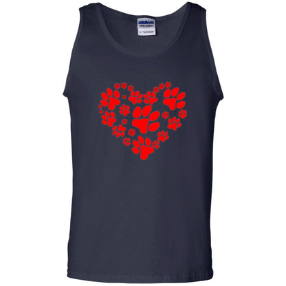 Dog Lover T-shirt Dog Paw Heart Valentine T-shirt Navy