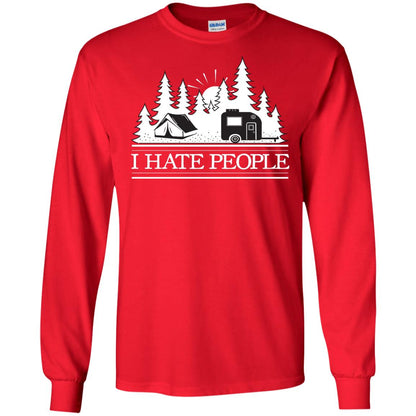 I Hate People Camping Lover Shirt Red