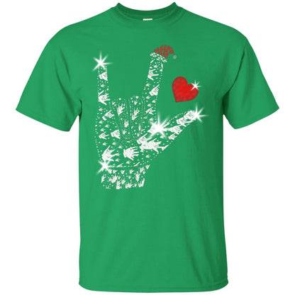 Rocknroll Sign Hand With Santa Claus Hat X-mas Shirt For Rock Music Lovers Irish Green