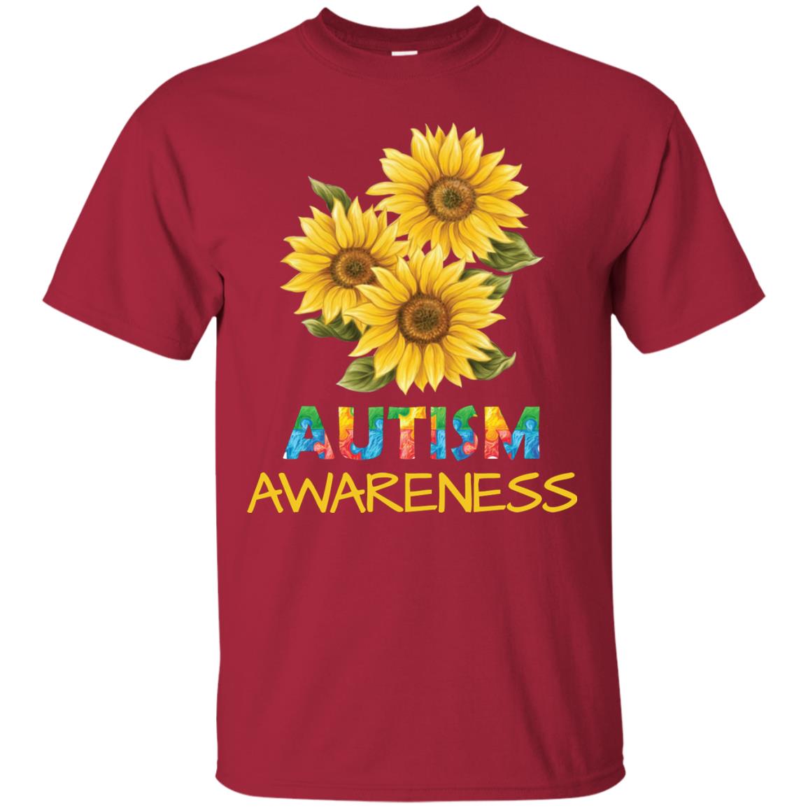 Autism Awareness Sunflower Shirt Cardinal