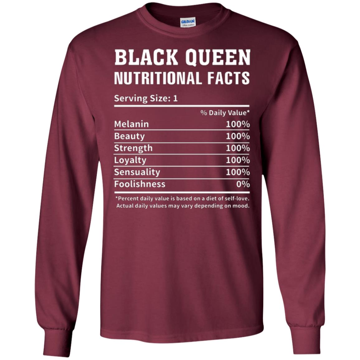 Nubian T-shirt Black Queen Nutritional Facts Maroon