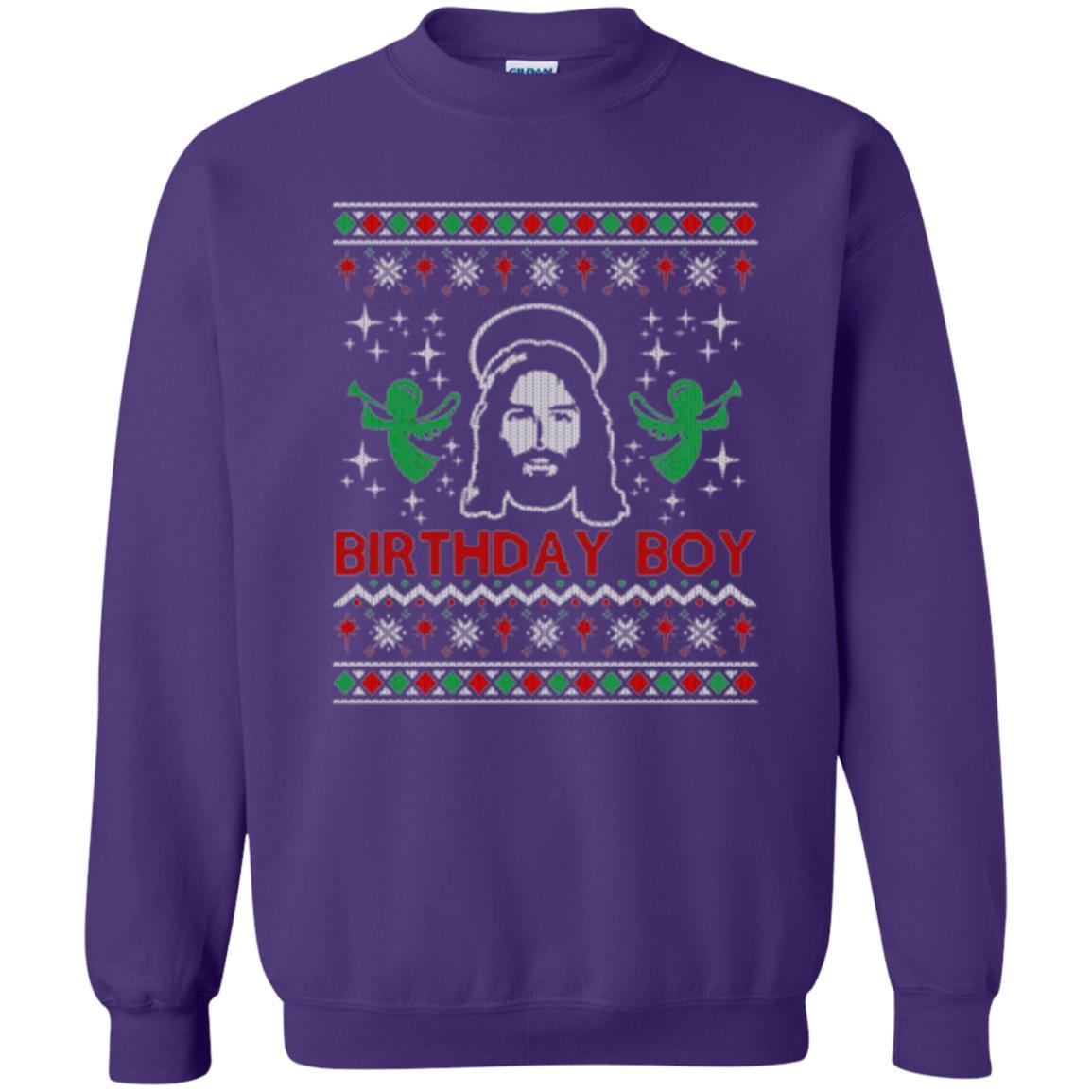 Christmas T-shirt Jesus Birthday Boy Ugly Christmas Sweater Purple