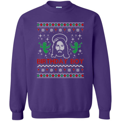 Christmas T-shirt Jesus Birthday Boy Ugly Christmas Sweater Purple