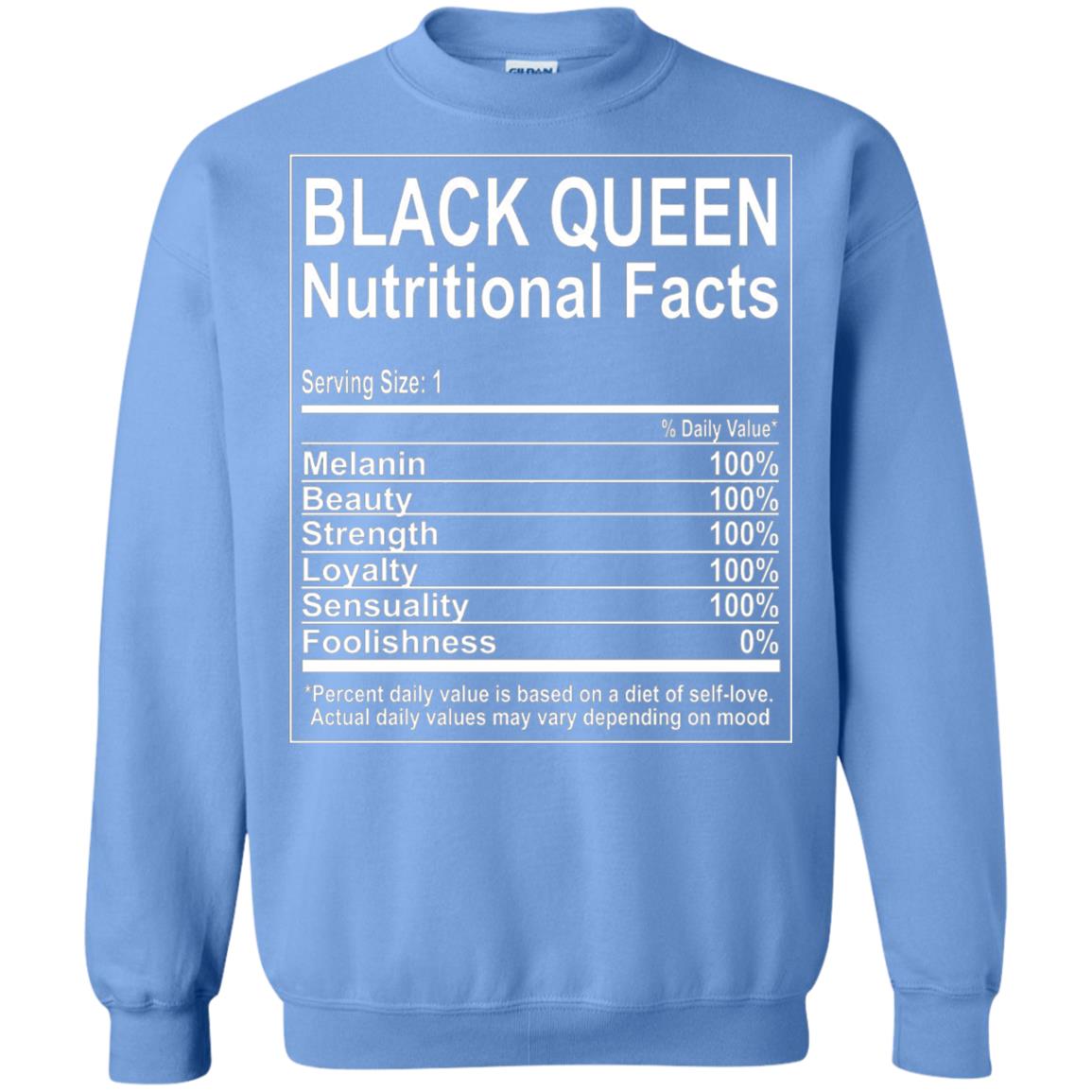 Black Queen Nutritional Facts T-shirt Self Love Carolina Blue