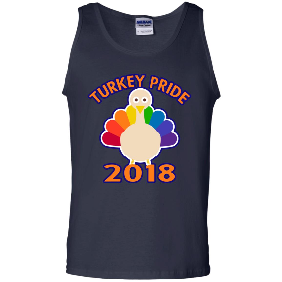 Turkey Pride Rainbow Lgbtq Thanksgiving Gift Shirt Navy