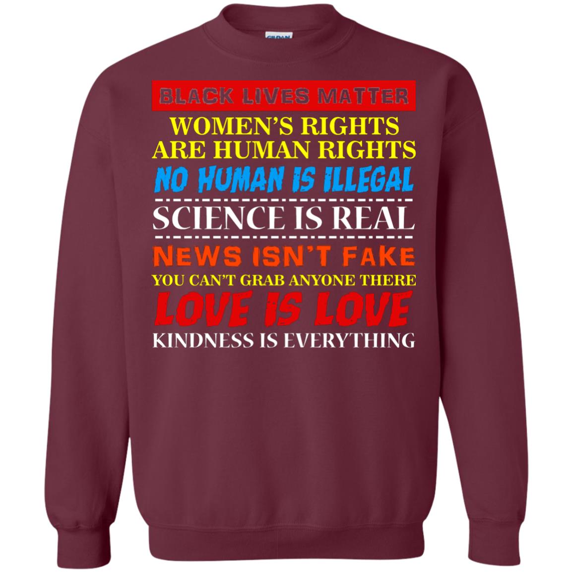 Black Lives Matter Womens Rights Are Human Rights Maroon
