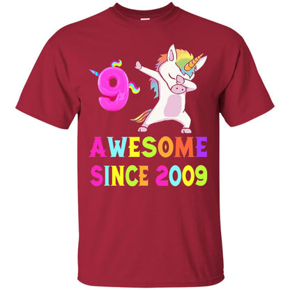Unicorn Dabbing Awesome Since 2009 9th Birthday T-shirt Cardinal