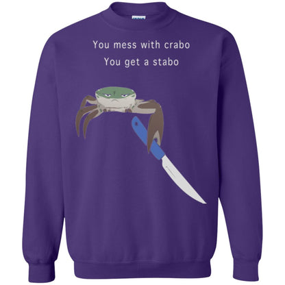 Funny Crab T-shirt You Mess With Crabo You Get A Stabo Purple
