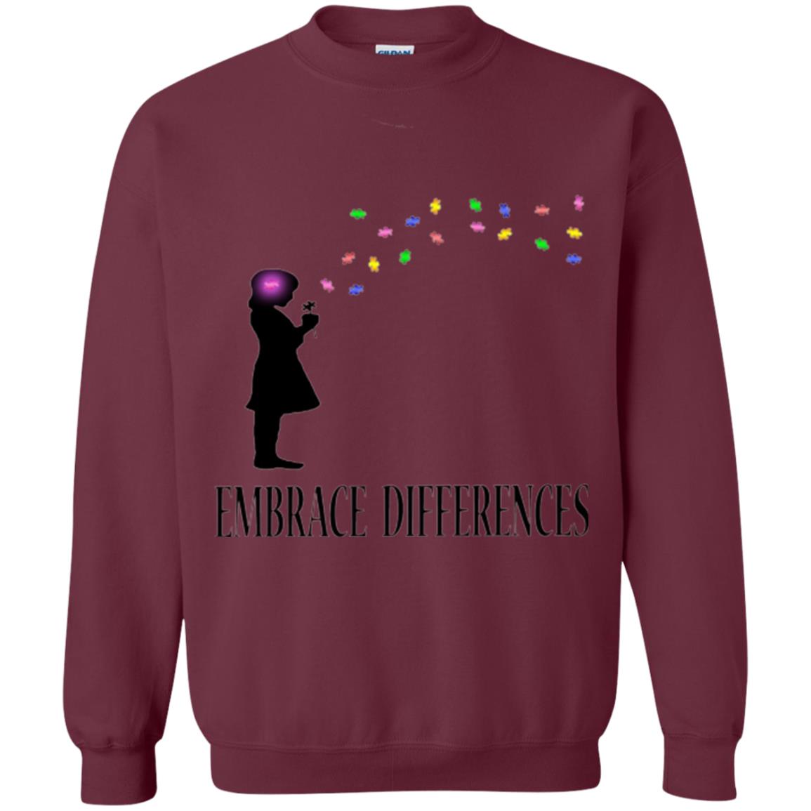 Autism Awareness T-shirt Embrace Differences T-shirt Maroon
