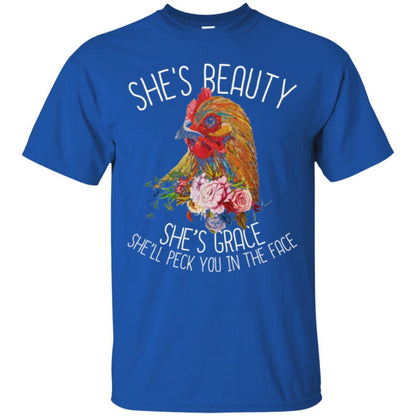 Chicken T-shirt She's Beauty She's Grace Royal