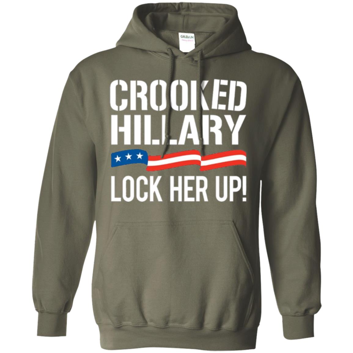 Crooked Hillary Lock Her Up T-shirt Military Green