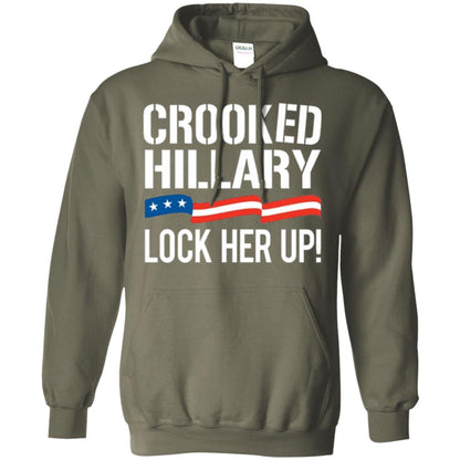 Crooked Hillary Lock Her Up T-shirt Military Green