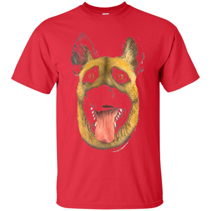 Dog Lover T-shirt Creepy Dog Head T-shirt Red