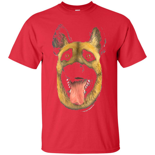 Dog Lover T-shirt Creepy Dog Head T-shirt Red