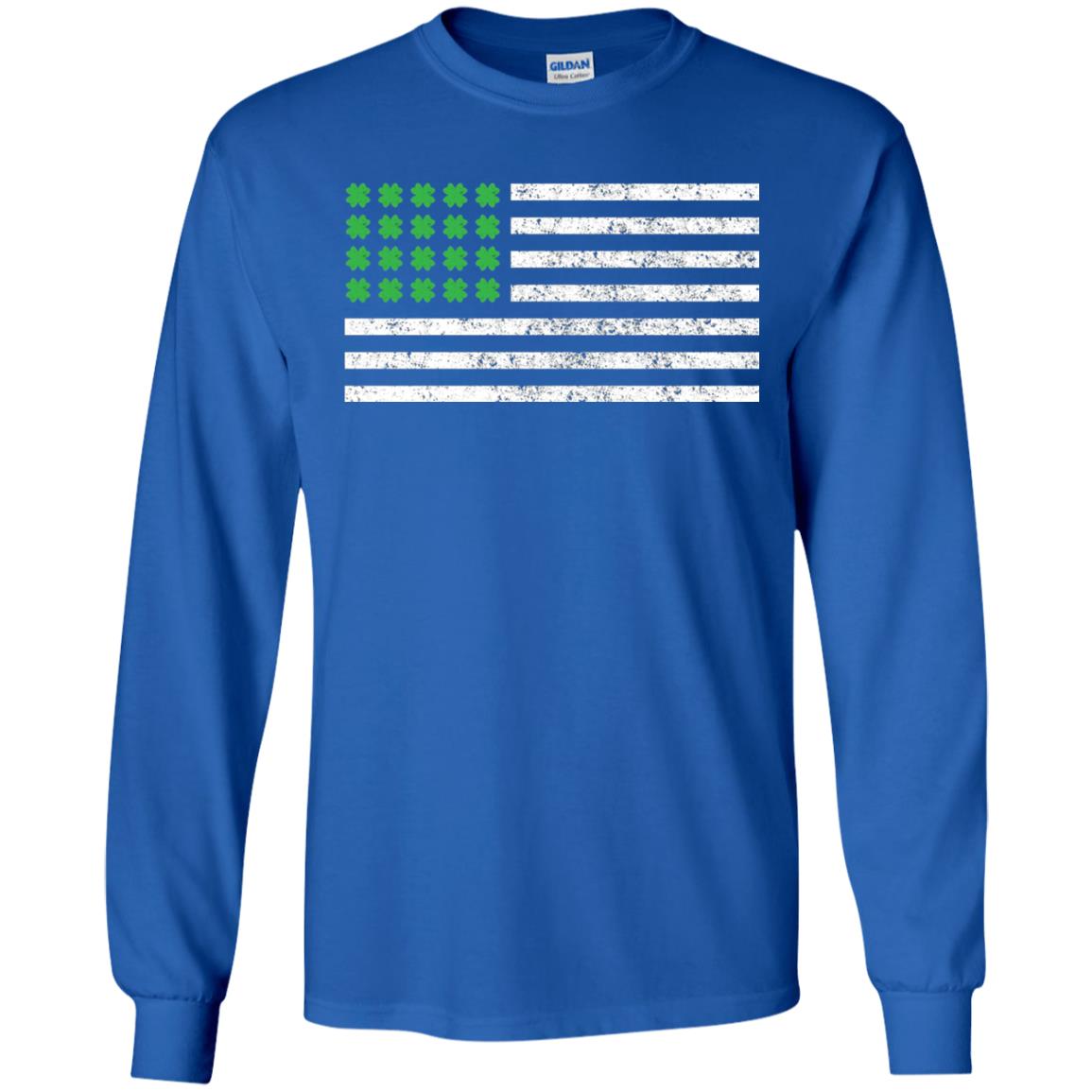 Usa Flag With Irish Shamrock St Patricks Day T-shirt Royal