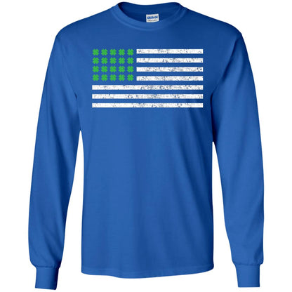 Usa Flag With Irish Shamrock St Patricks Day T-shirt Royal