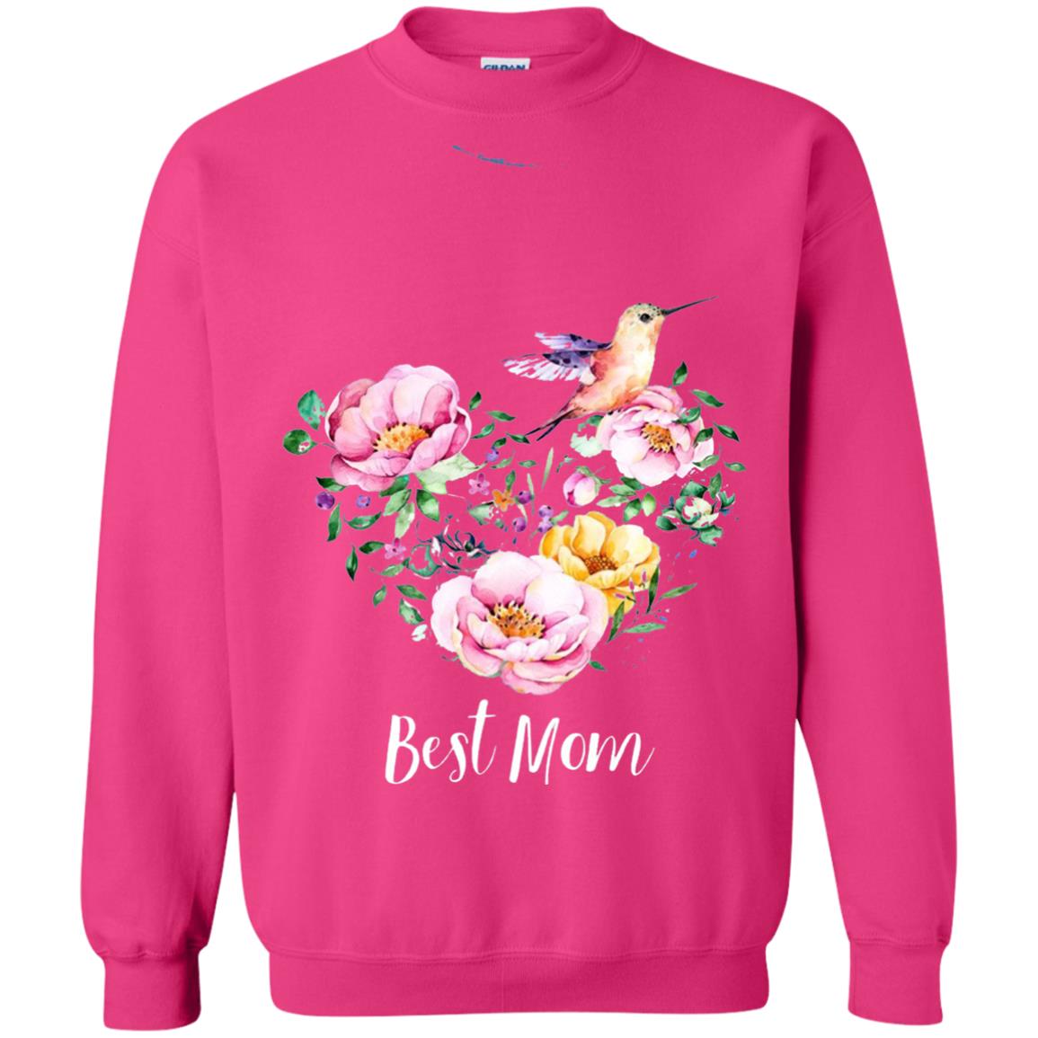 Best Mom Hummingbird Flower Heart Mommy Shirt Heliconia