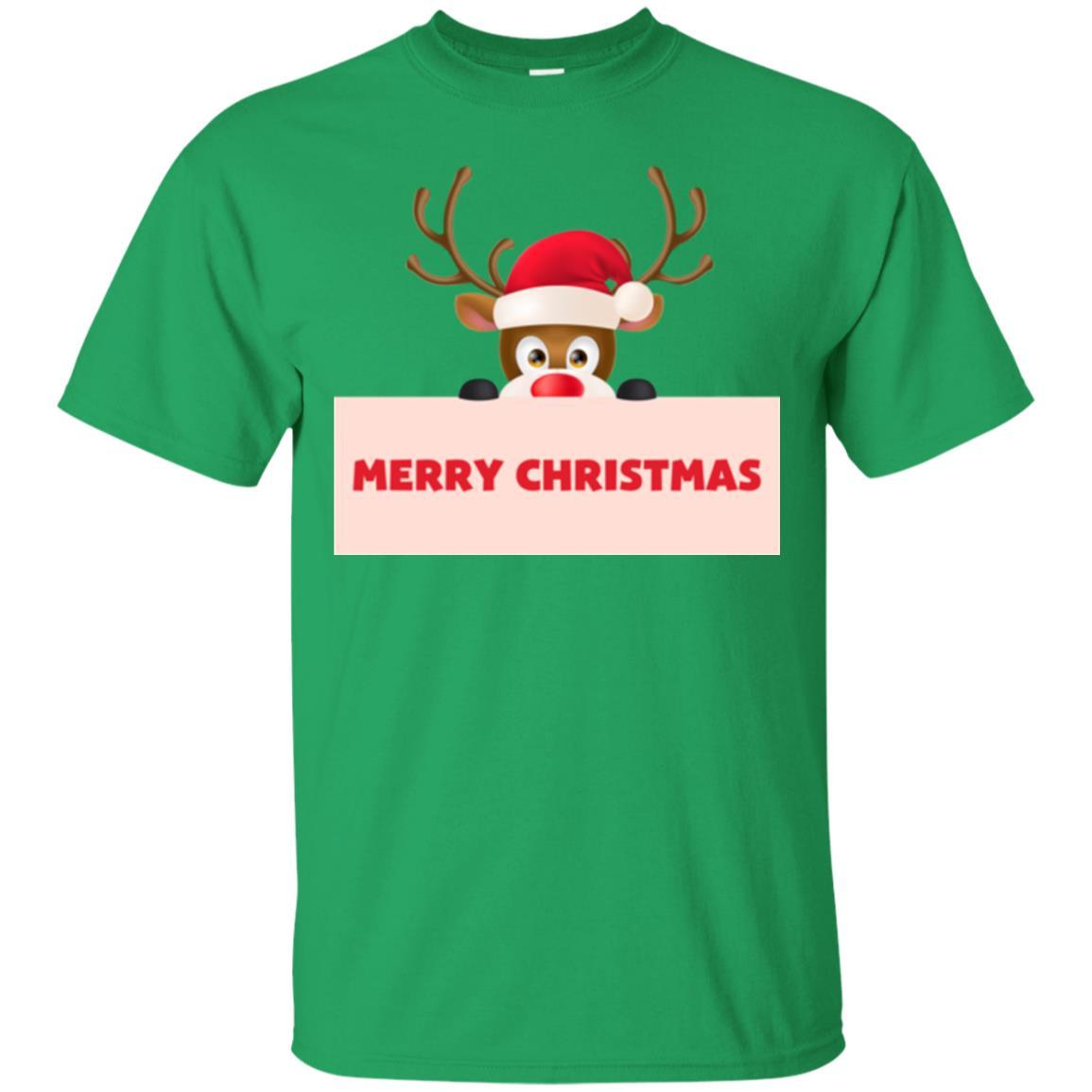 Christmas T-shirt Reindeer Merry Christmas T-shirt Irish Green