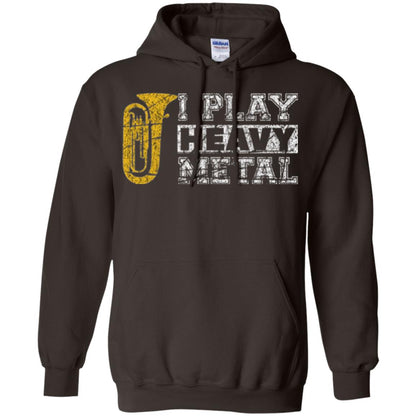 Funny Band Distressed T-shirt I Play Heavy Metal Dark Chocolate