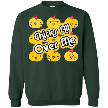 Chicks All Over Me Funny Chickens Shirt For Easter Day Forest Green