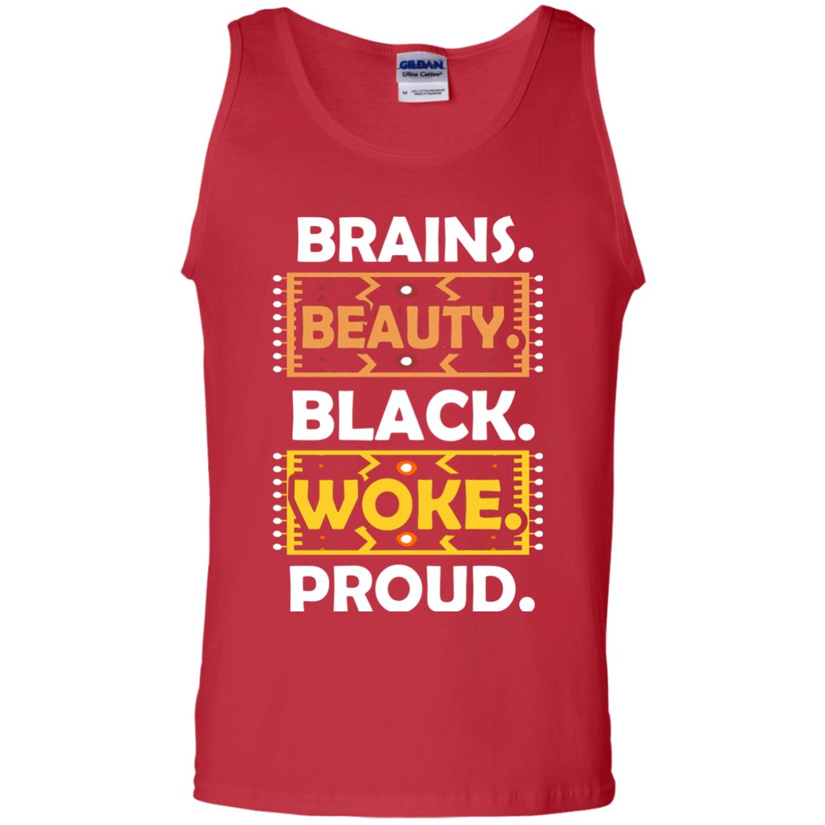 Brains Beauty Black Woke Proud African American T-shirt Red