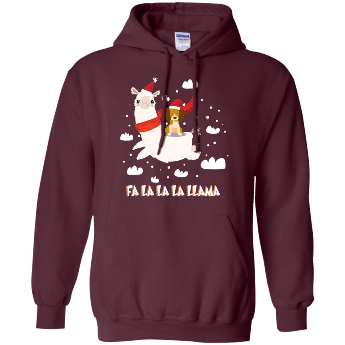 Fa La La La Llama With Beagle X-mas Gift Shirt Maroon