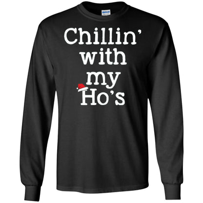 Christmas T-shirt Chillin With My Ho_s Black