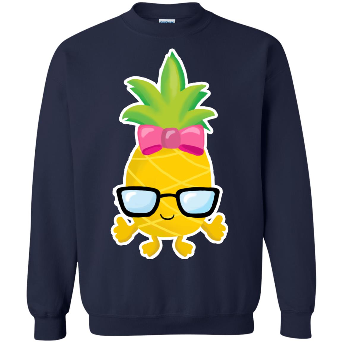 Funny Pineapple With Glasses For Girls Womens Shirt Navy
