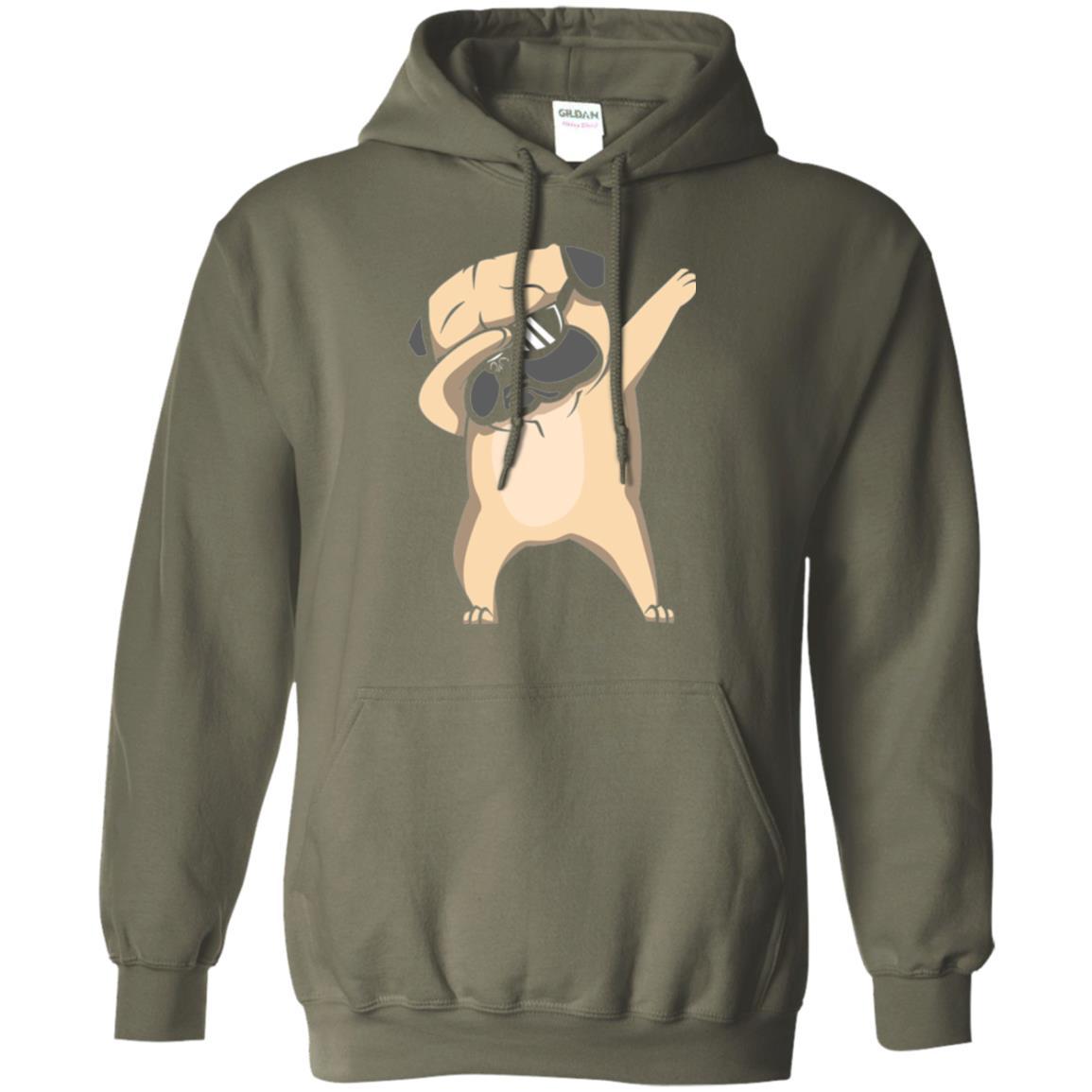 Dog Lover T-shirt Dabbing Pug T-shirt Military Green