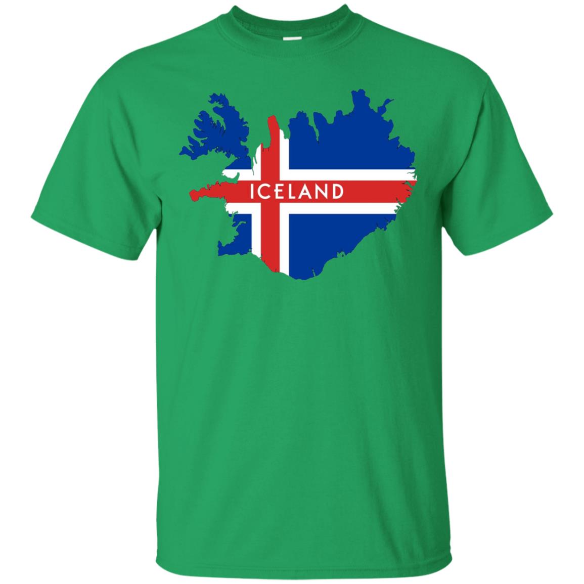Iceland T-shirt With Flag And Map Irish Green