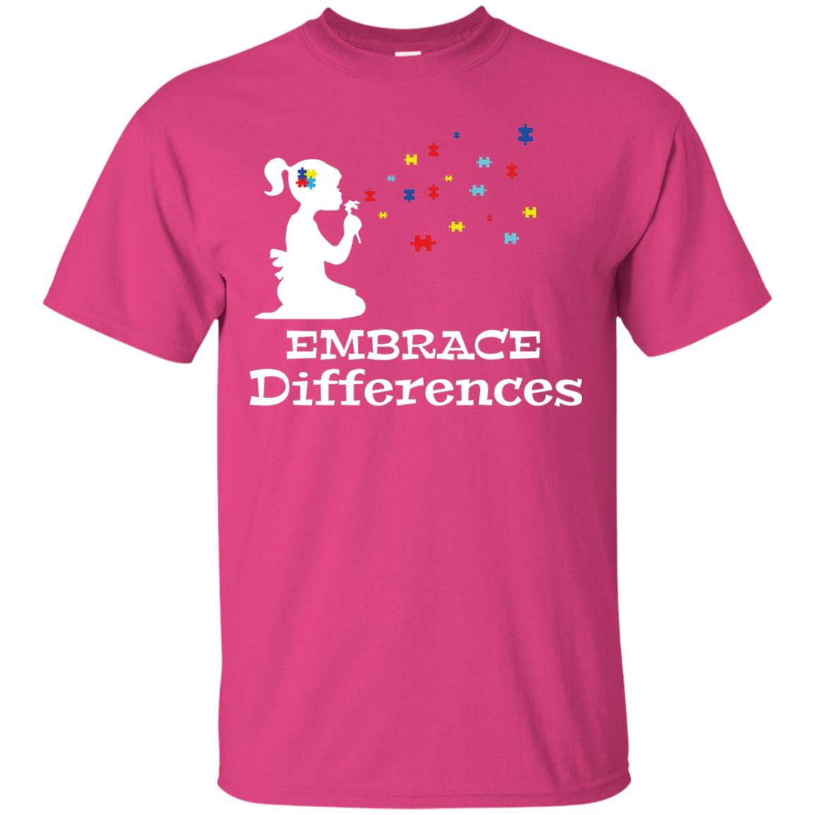 Embrace Differences Autism Awareness T-shirt Heliconia