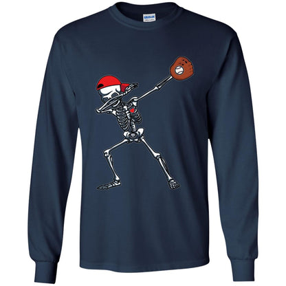 Dabbing Skeleton Baseball Lover T-shirt Navy