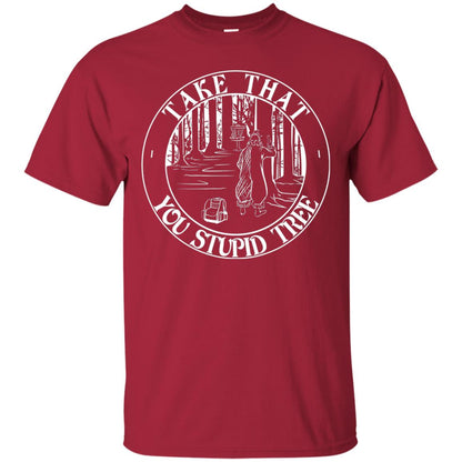 Take That Stupid Tree Funny Disc Golf T-shirt Cardinal
