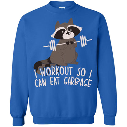 I Workout So I Can Eat Garbage Funny Fitness Raccoon Shirt For Gymer Royal