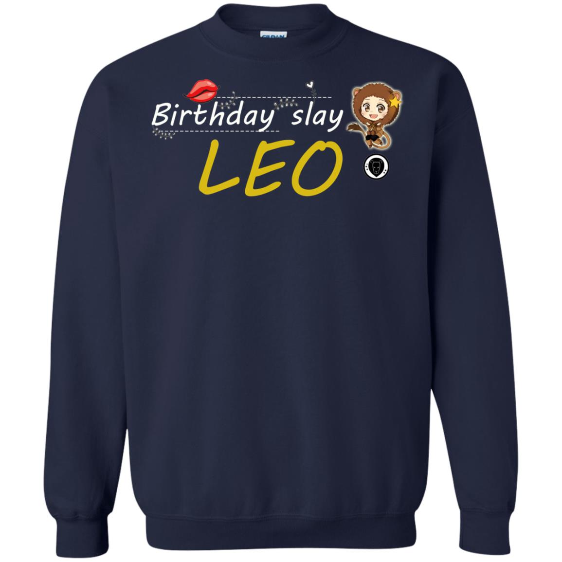 Cute Leo Girl Birthday Lip Slay T-shirt Navy