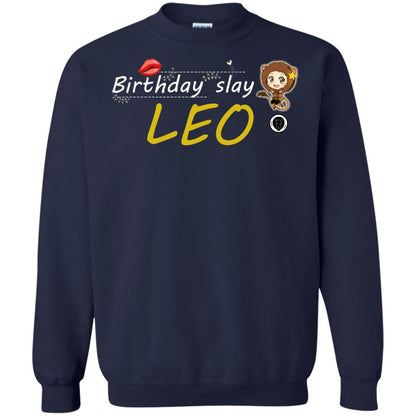 Cute Leo Girl Birthday Lip Slay T-shirt Navy