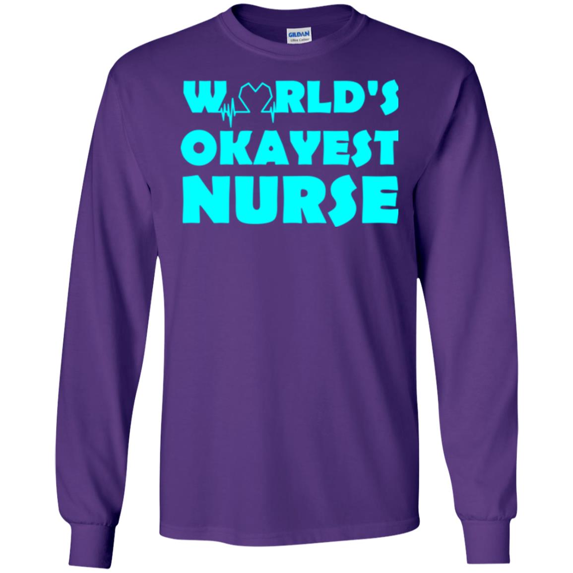 Nurse T-shirt World_s Okayest Nurse Purple