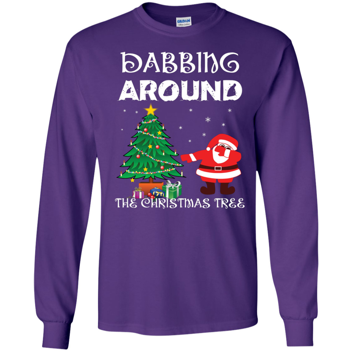 Christmas T-Shirt Dabbing Around The Christmas Tree Purple