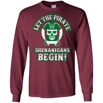 Saint Patrick's Day T-shirt Let The Pirate Shenanigans Begin Maroon