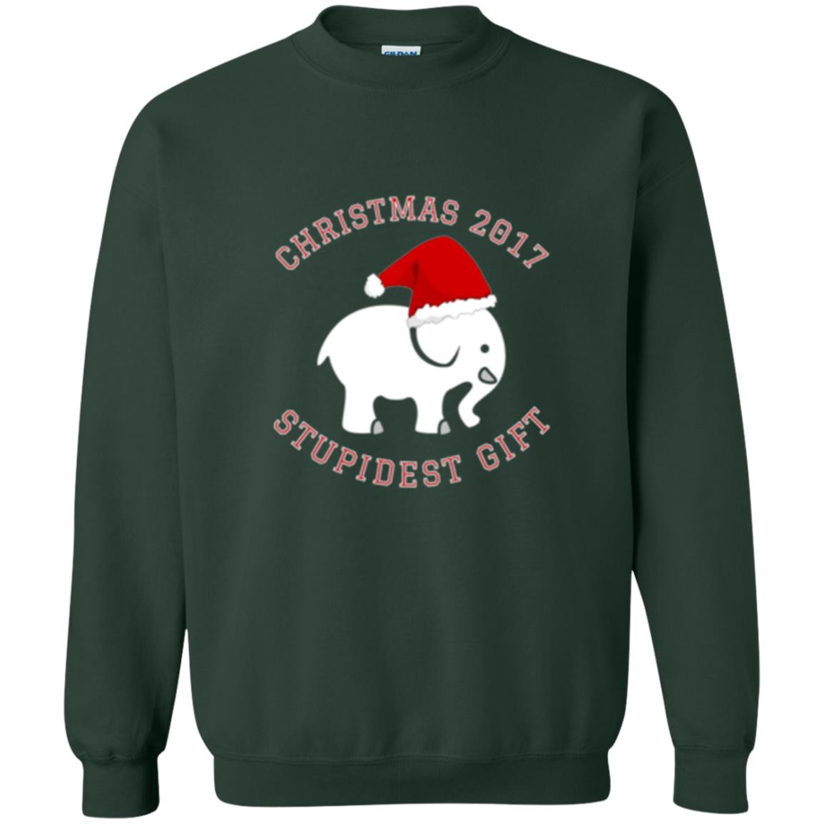 Christmas T-shirt White Elephant Christmas 2017 Stupidest Gift Forest Green