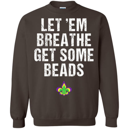 Mardi Gras T-shirt Let_em Breathe Get Some Beads Dark Chocolate
